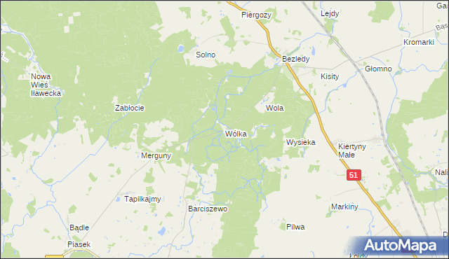 mapa Wólka gmina Bartoszyce, Wólka gmina Bartoszyce na mapie Targeo