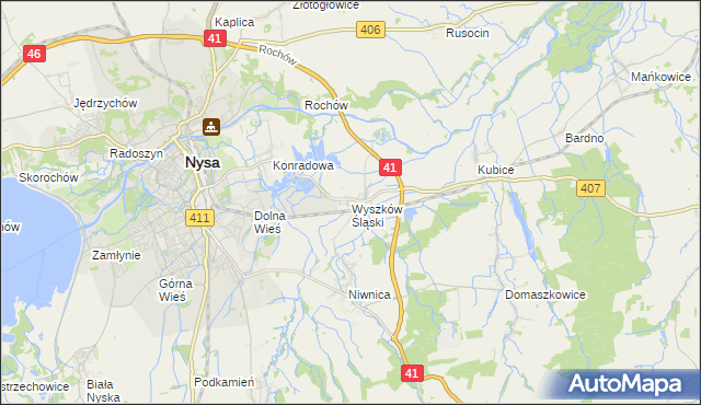 mapa Wyszków Śląski, Wyszków Śląski na mapie Targeo