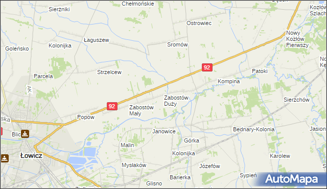 mapa Zabostów Duży, Zabostów Duży na mapie Targeo