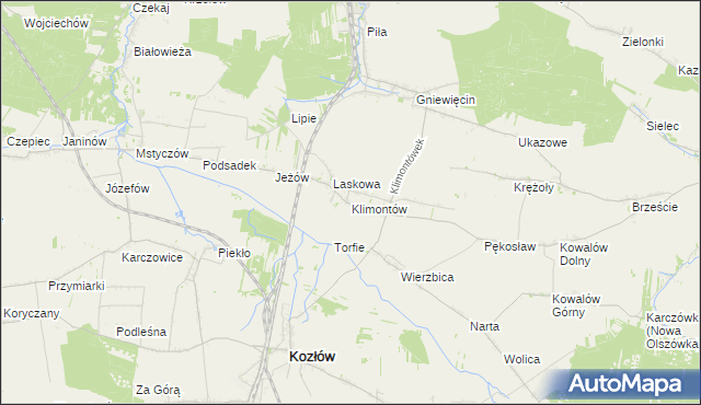 mapa Klimontów gmina Sędziszów, Klimontów gmina Sędziszów na mapie Targeo