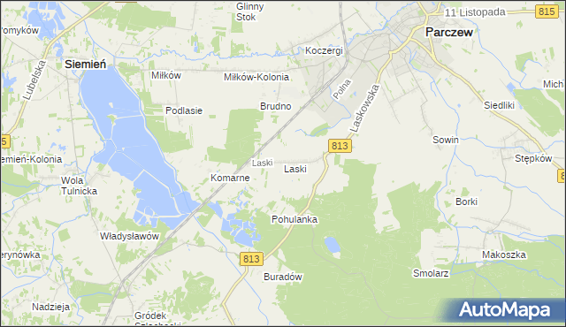 mapa Laski gmina Parczew, Laski gmina Parczew na mapie Targeo