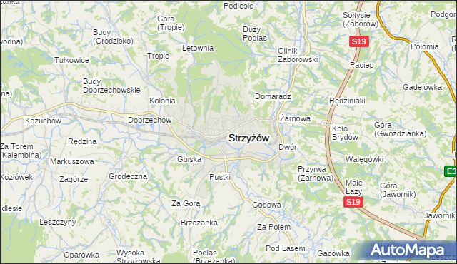 mapa Strzyżów, Strzyżów na mapie Targeo