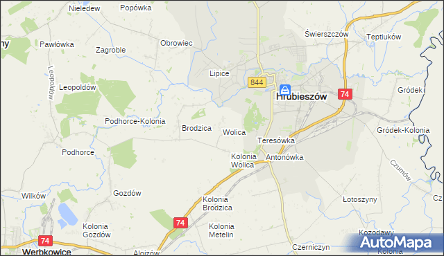 mapa Wolica gmina Hrubieszów, Wolica gmina Hrubieszów na mapie Targeo