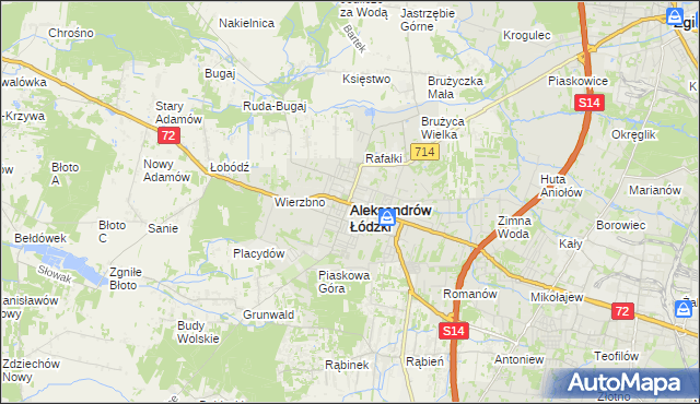 mapa Aleksandrów Łódzki, Aleksandrów Łódzki na mapie Targeo