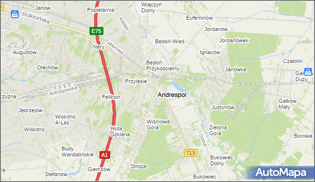 mapa Andrespol, Andrespol na mapie Targeo
