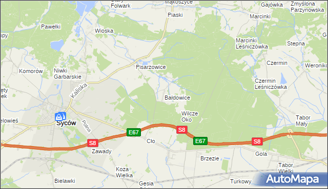 mapa Bałdowice, Bałdowice na mapie Targeo