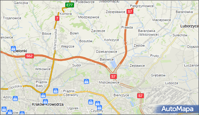 mapa Batowice, Batowice na mapie Targeo