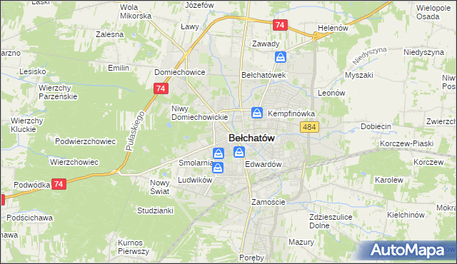 mapa Bełchatów, Bełchatów na mapie Targeo