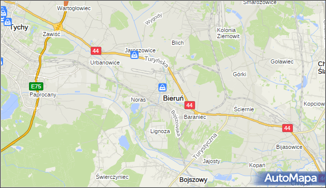 mapa Bieruń, Bieruń na mapie Targeo