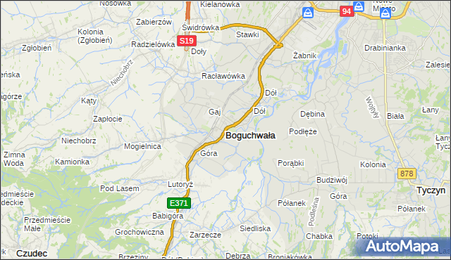 mapa Boguchwała powiat rzeszowski, Boguchwała powiat rzeszowski na mapie Targeo