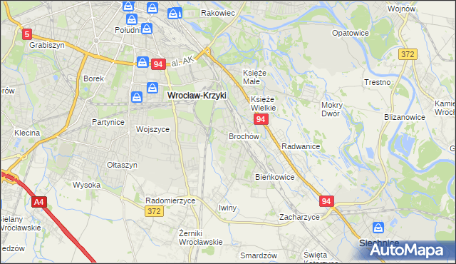 mapa Brochów gmina Wrocław, Brochów gmina Wrocław na mapie Targeo