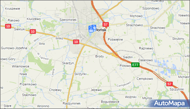 mapa Brody gmina Płońsk, Brody gmina Płońsk na mapie Targeo