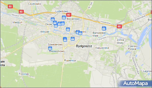 mapa Bydgoszczy, Bydgoszcz na mapie Targeo