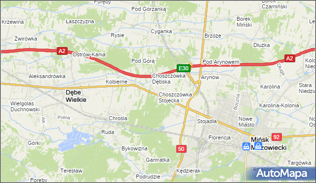 mapa Choszczówka Stojecka, Choszczówka Stojecka na mapie Targeo