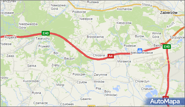 mapa Chrosna gmina Liszki, Chrosna gmina Liszki na mapie Targeo