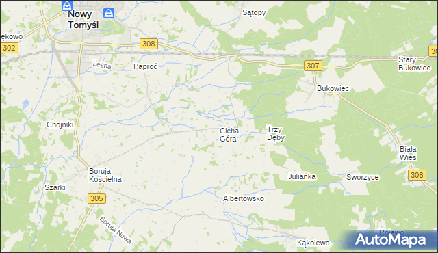 mapa Cicha Góra, Cicha Góra na mapie Targeo