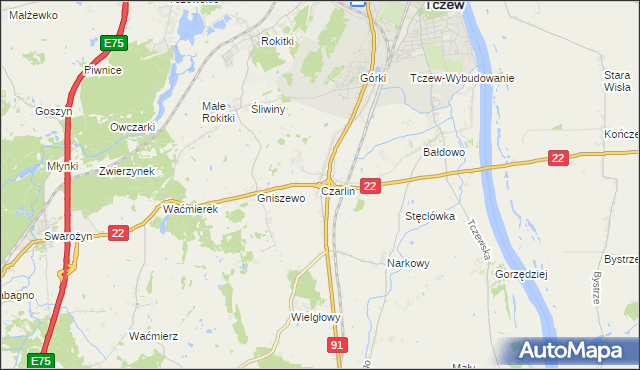 mapa Czarlin, Czarlin na mapie Targeo