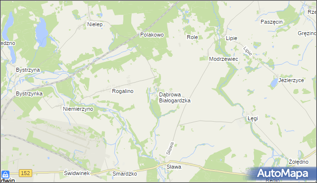 mapa Dąbrowa Białogardzka, Dąbrowa Białogardzka na mapie Targeo