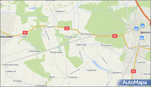 mapa Dąbrowa gmina Jarocin, Dąbrowa gmina Jarocin na mapie Targeo