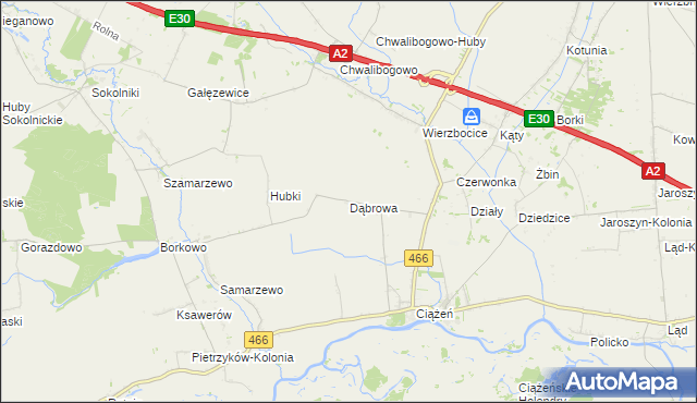 mapa Dąbrowa gmina Lądek, Dąbrowa gmina Lądek na mapie Targeo