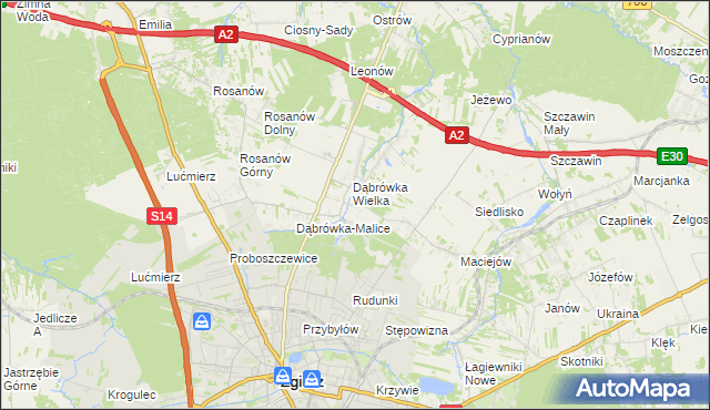 mapa Dąbrówka-Sowice, Dąbrówka-Sowice na mapie Targeo
