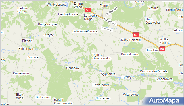 mapa Dębiny Osuchowskie, Dębiny Osuchowskie na mapie Targeo