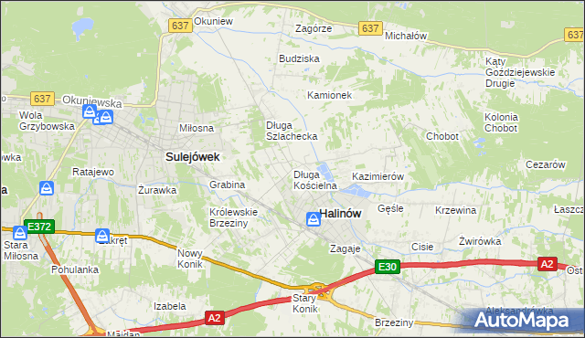 mapa Długa Kościelna, Długa Kościelna na mapie Targeo