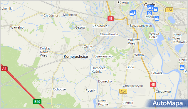 mapa Dziekaństwo, Dziekaństwo na mapie Targeo