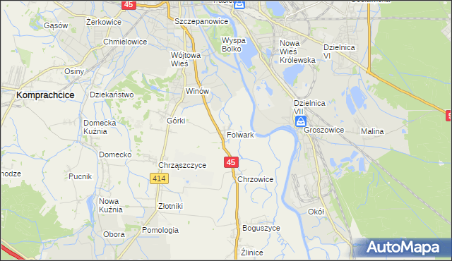 mapa Folwark gmina Prószków, Folwark gmina Prószków na mapie Targeo