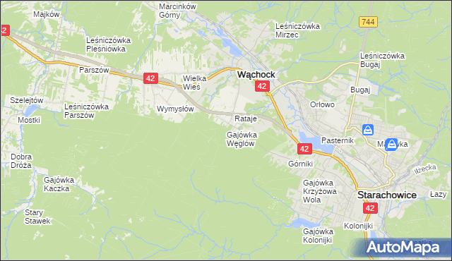 mapa Gajówka Węglów, Gajówka Węglów na mapie Targeo