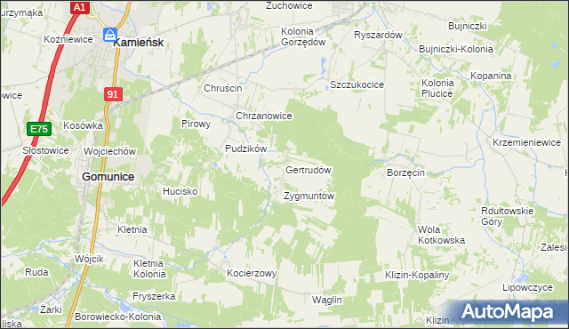 mapa Gertrudów, Gertrudów na mapie Targeo