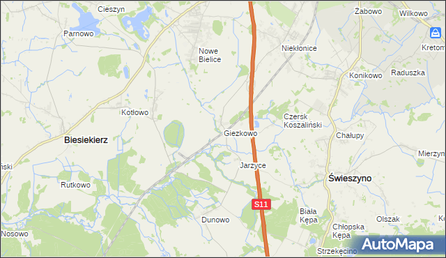 mapa Giezkowo, Giezkowo na mapie Targeo