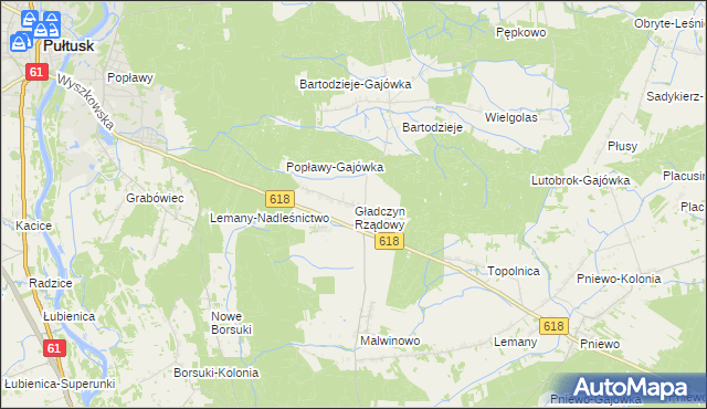 mapa Gładczyn Rządowy, Gładczyn Rządowy na mapie Targeo