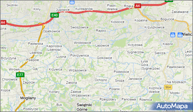 mapa Golkowice, Golkowice na mapie Targeo