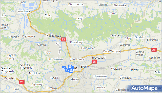 mapa Gorajowice, Gorajowice na mapie Targeo