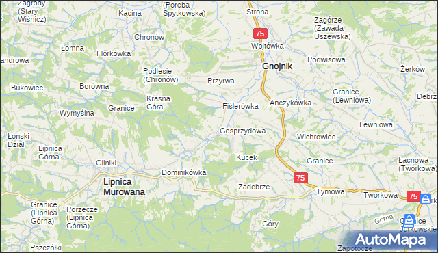 mapa Gosprzydowa, Gosprzydowa na mapie Targeo