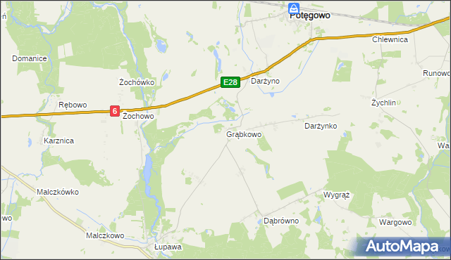 mapa Grąbkowo gmina Potęgowo, Grąbkowo gmina Potęgowo na mapie Targeo