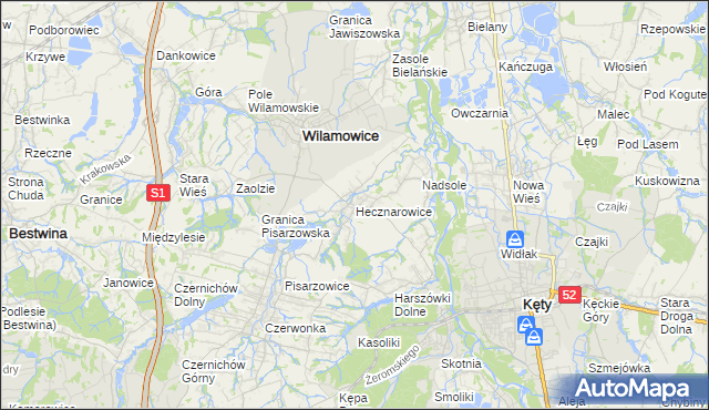 mapa Hecznarowice, Hecznarowice na mapie Targeo