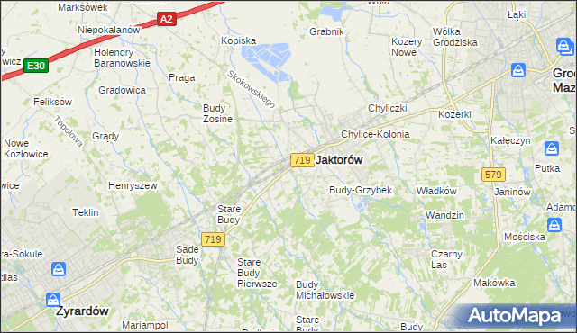 mapa Jaktorów-Kolonia, Jaktorów-Kolonia na mapie Targeo