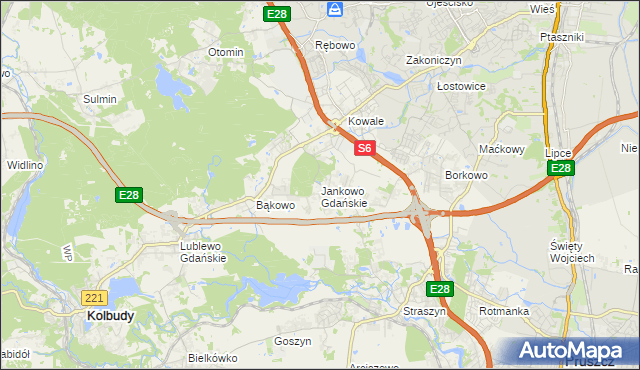 mapa Jankowo Gdańskie, Jankowo Gdańskie na mapie Targeo