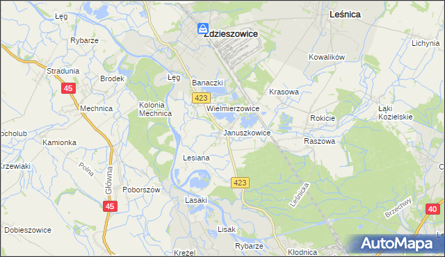 mapa Januszkowice gmina Zdzieszowice, Januszkowice gmina Zdzieszowice na mapie Targeo