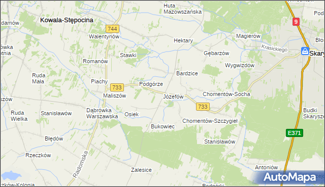 mapa Józefów gmina Kowala, Józefów gmina Kowala na mapie Targeo