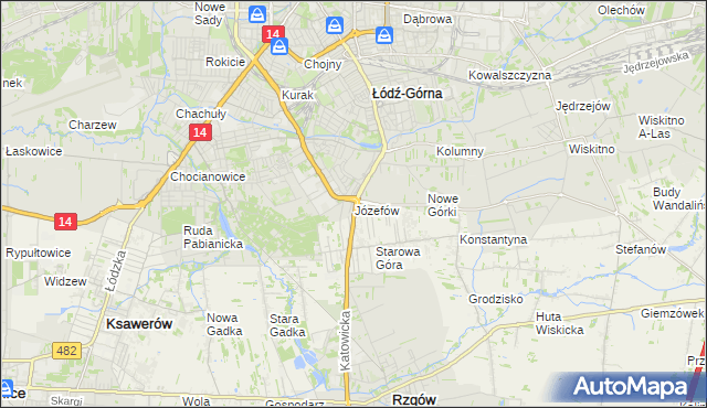 mapa Józefów gmina Łódź, Józefów gmina Łódź na mapie Targeo
