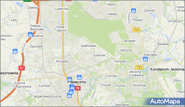 mapa Julianów gmina Piaseczno, Julianów gmina Piaseczno na mapie Targeo