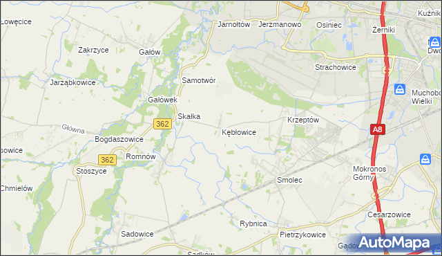 mapa Kębłowice gmina Kąty Wrocławskie, Kębłowice gmina Kąty Wrocławskie na mapie Targeo