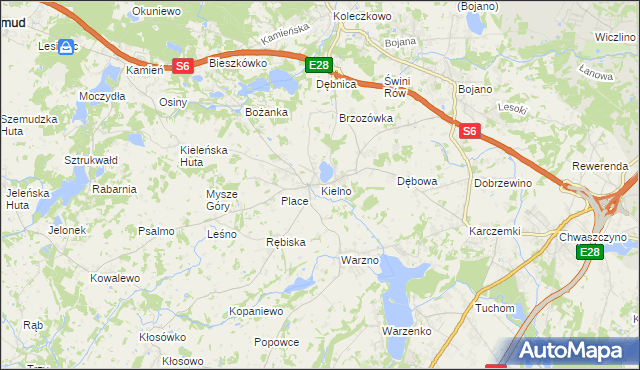 mapa Kielno gmina Szemud, Kielno gmina Szemud na mapie Targeo