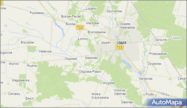 mapa Kolonia Ujazd, Kolonia Ujazd na mapie Targeo