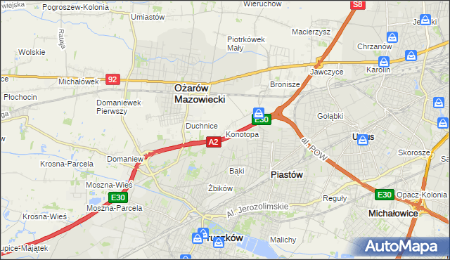 mapa Konotopa gmina Ożarów Mazowiecki, Konotopa gmina Ożarów Mazowiecki na mapie Targeo
