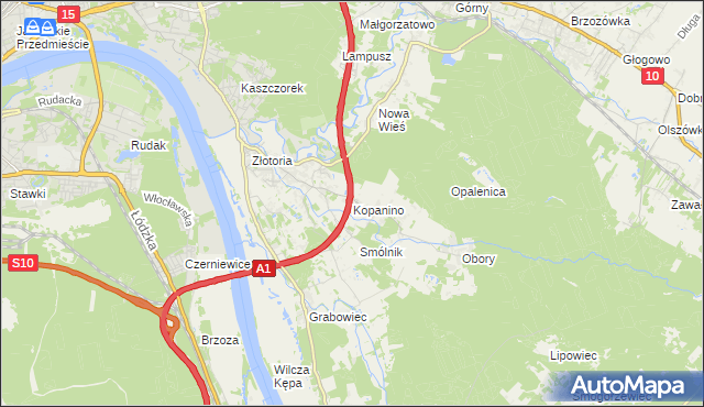 mapa Kopanino gmina Lubicz, Kopanino gmina Lubicz na mapie Targeo