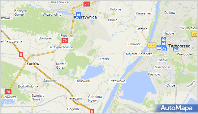 mapa Krzcin, Krzcin na mapie Targeo